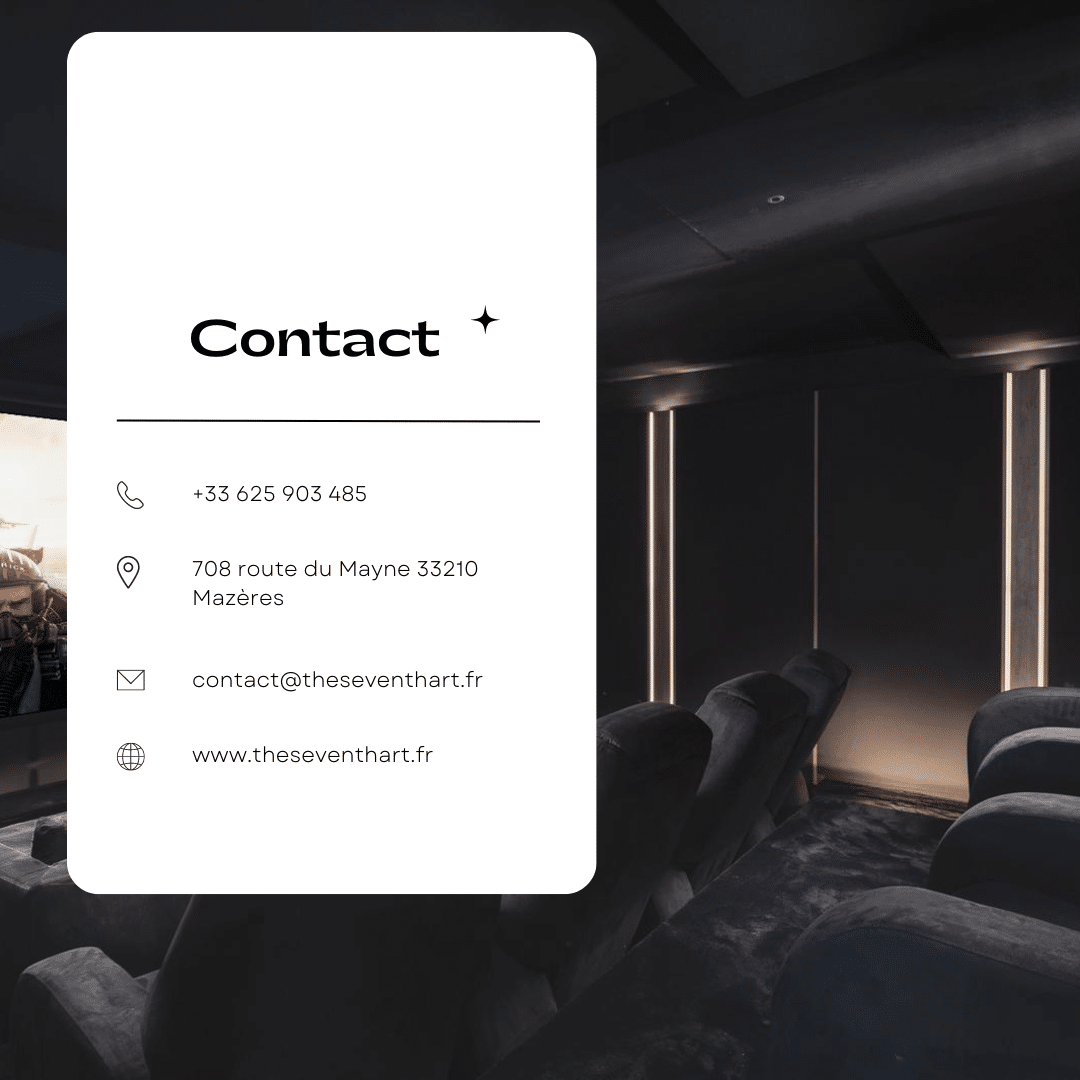 Formulaire de contact The Seventh Art pour projet de salle de cinéma privée et domotique à Bordeaux
