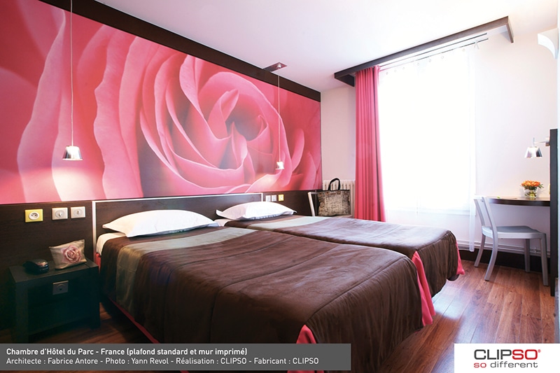 Tissu tendu mural decoration dans une chambre, décoration mural,